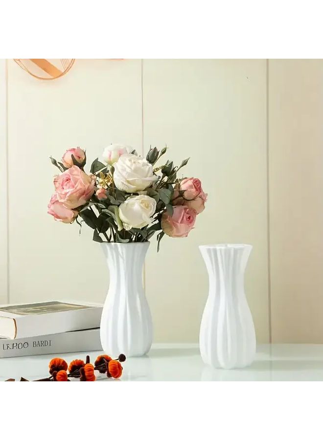 1pc Modern Art Decorative Vase White Plastic Flower Arrangement Container Desktop Decoration Multifunctional Organizer Home Accessory Suitable For Living Room Entryway Dining Table Bookshelf Office Wedding - Image 4