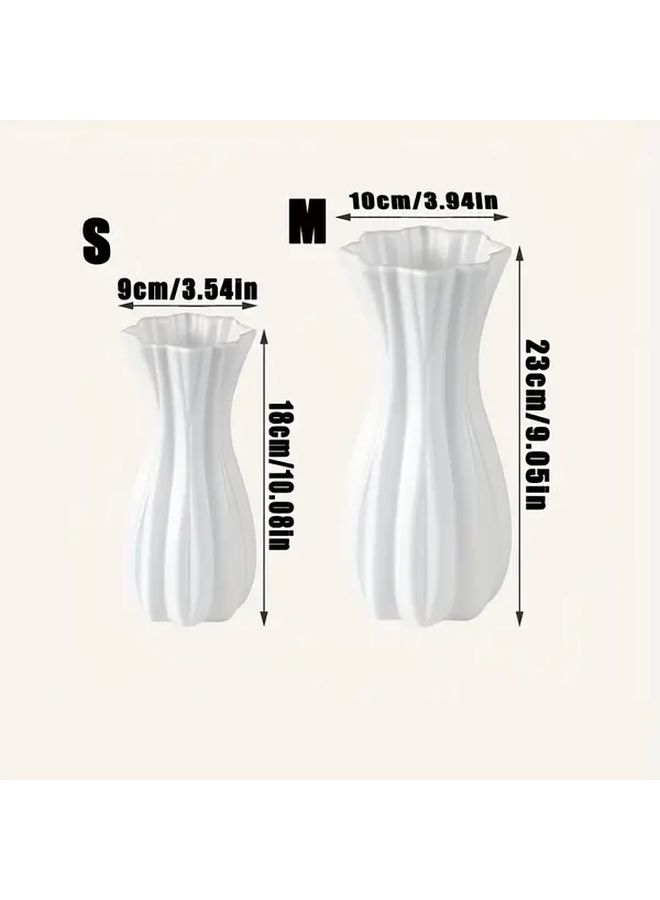 1pc Modern Art Decorative Vase White Plastic Flower Arrangement Container Desktop Decoration Multifunctional Organizer Home Accessory Suitable For Living Room Entryway Dining Table Bookshelf Office Wedding - Image 3