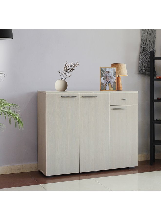 أبلاينس فرينتشر رف أحذية 80 سم × 38 سم × 96 سم من الخشب المضغوط بلمسة نهائية من الرقائق المعدنية باللون البيج - Image 1