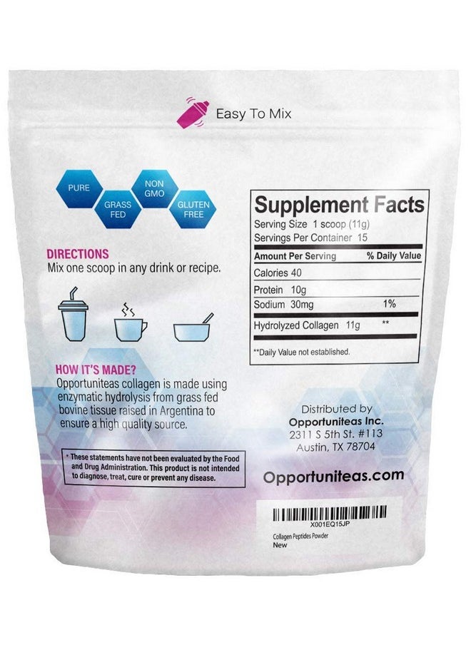 Opportuniteas Collagen Peptide Powder Low Carb Keto & Paleo Diet Friendly Healthy Protein Supplement Support Joints Hair Skin & Nails Grass Fed Gluten Free & Nongmo Unflavored 6 Oz  - Image 3