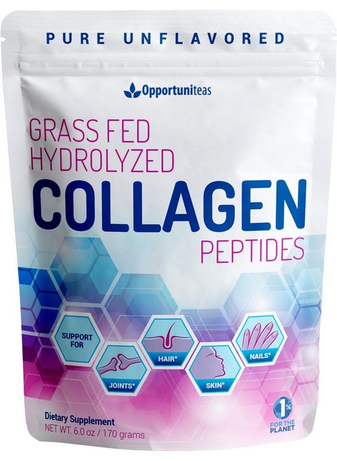 Opportuniteas Collagen Peptide Powder Low Carb Keto & Paleo Diet Friendly Healthy Protein Supplement Support Joints Hair Skin & Nails Grass Fed Gluten Free & Nongmo Unflavored 6 Oz  - Image 1