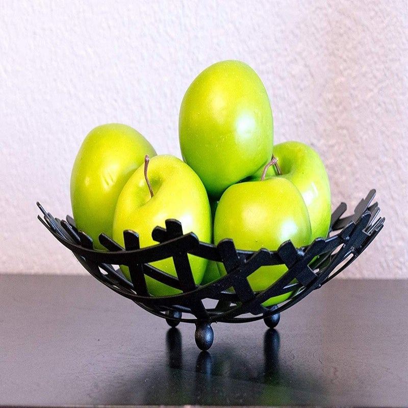 Lomesh Creative Fruit Vegetable Storage Basket Fruit Plate Metal Black - Image 1
