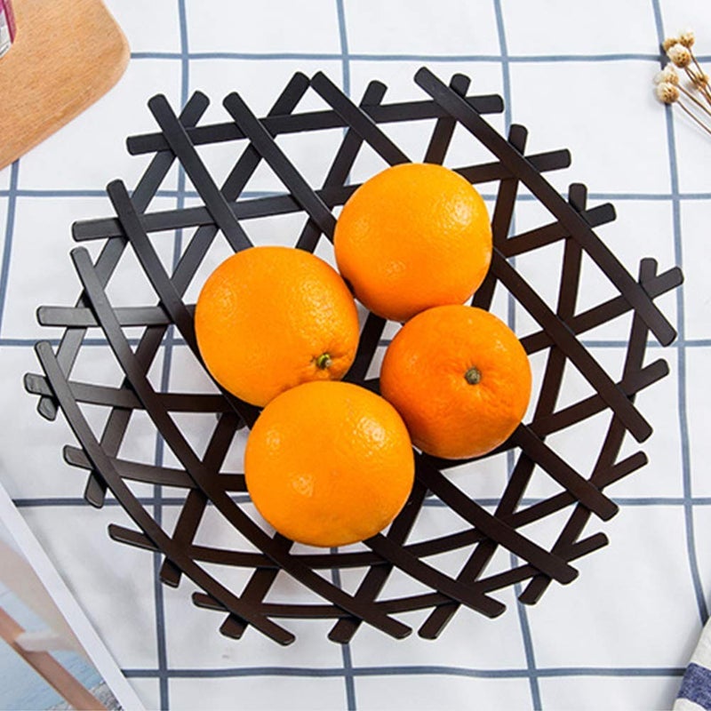 Lomesh Creative Fruit Vegetable Storage Basket Fruit Plate Metal Black - Image 5