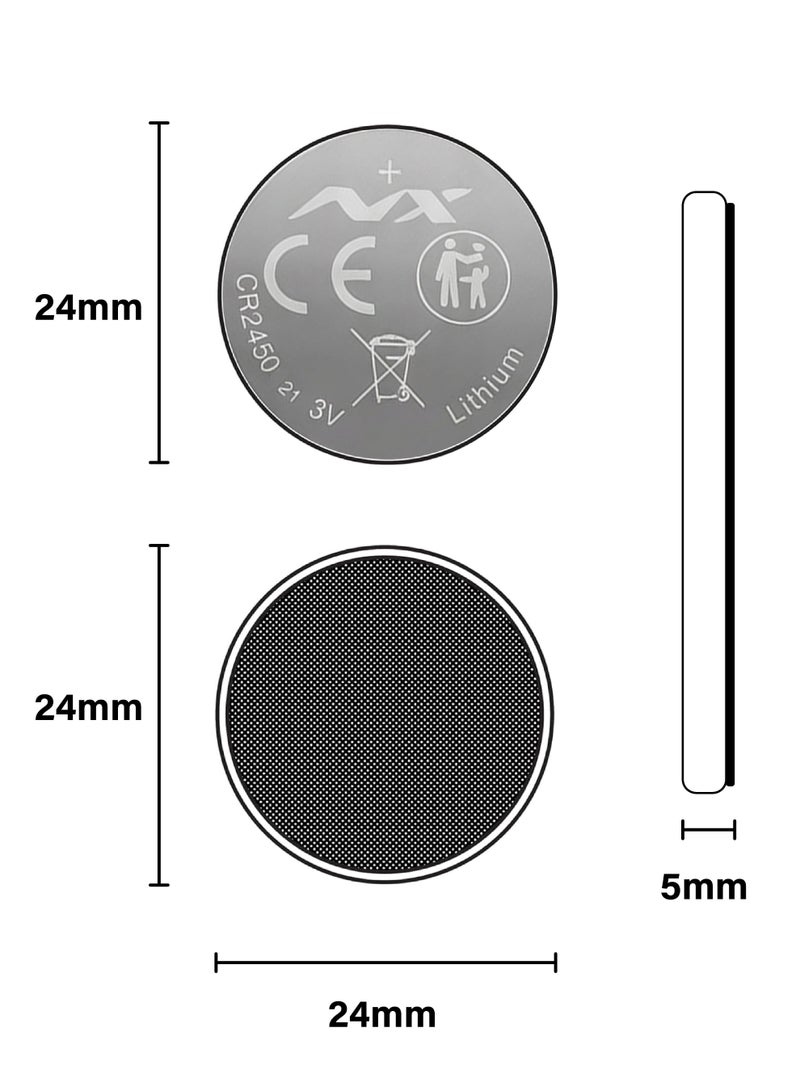MUXUE CR2450 Lithium Battery, 6 Count (Pack of 1), Coin Battery for Key Fob, Car Remote, Watch, and Other Devices, CR2450 Lithium 3 Volt (3V) Cell - Image 3