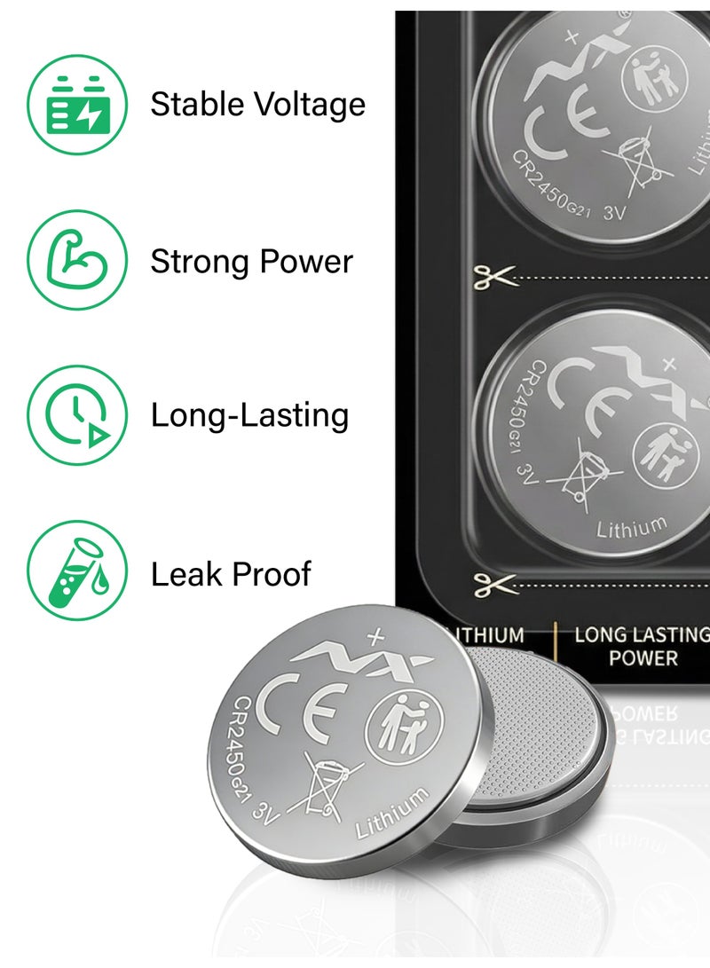 MUXUE CR2450 Lithium Battery, 6 Count (Pack of 1), Coin Battery for Key Fob, Car Remote, Watch, and Other Devices, CR2450 Lithium 3 Volt (3V) Cell - Image 4