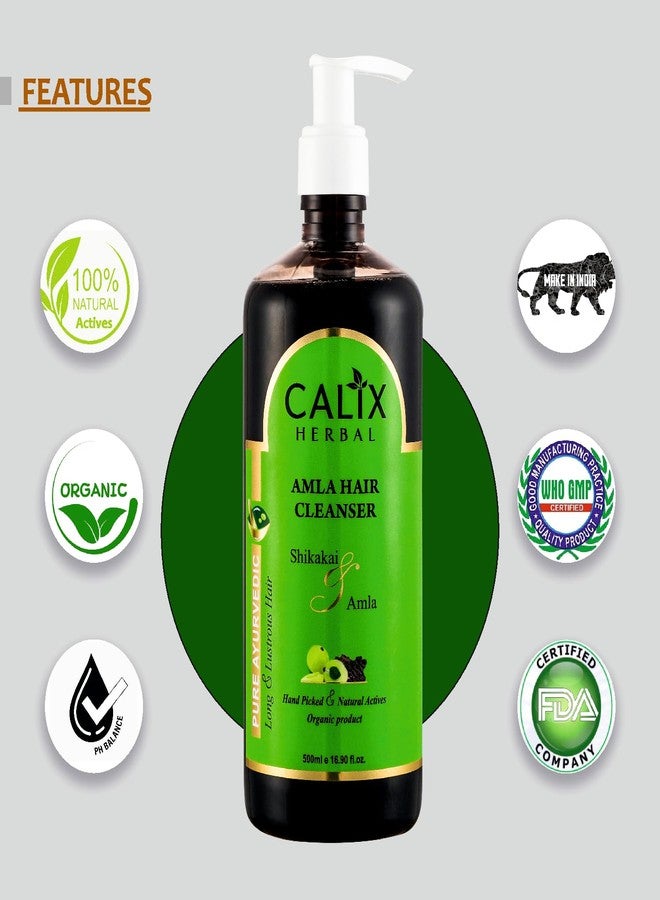 كلاليكس هيربال شامبو كاليكس العشبي الأيورفيدي والعضوي لتنظيف الشعر بالأملا، لإزالة الأوساخ والدهون من الشعر وفروة الرأس | لنمو الشعر والعناية الكاملة به، مناسب للرجال والنساء وجميع أنواع الشعر - 500 مل - Image 5