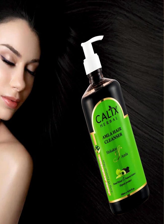 كلاليكس هيربال شامبو كاليكس العشبي الأيورفيدي والعضوي لتنظيف الشعر بالأملا، لإزالة الأوساخ والدهون من الشعر وفروة الرأس | لنمو الشعر والعناية الكاملة به، مناسب للرجال والنساء وجميع أنواع الشعر - 500 مل - Image 2