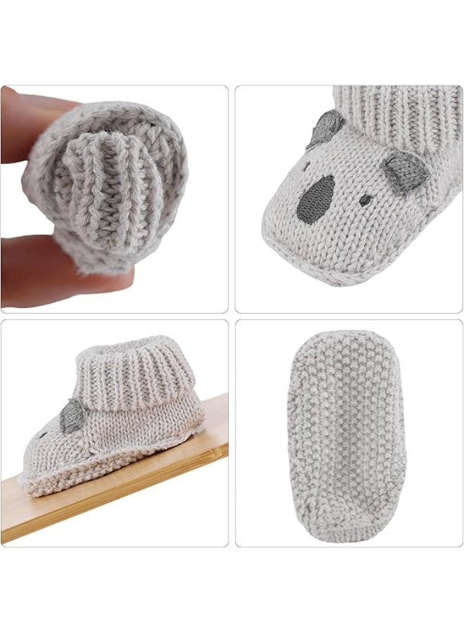 Bukela 2 Pairs Newborn Knit Booties, Soft Baby Sock Boots for Infant Boys Girls First Walkers, 0-3 Months(Blue and Grey) - Image 4