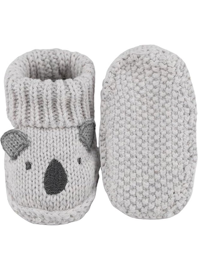 Bukela 2 Pairs Newborn Knit Booties, Soft Baby Sock Boots for Infant Boys Girls First Walkers, 0-3 Months(Blue and Grey) - Image 2
