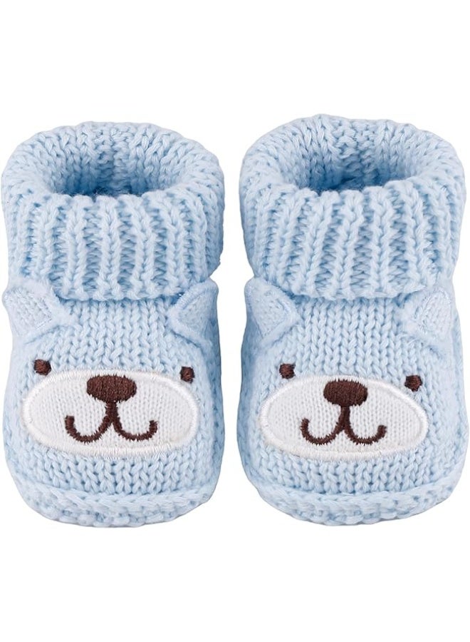 Bukela 2 Pairs Newborn Knit Booties, Soft Baby Sock Boots for Infant Boys Girls First Walkers, 0-3 Months(Blue and Grey) - Image 5