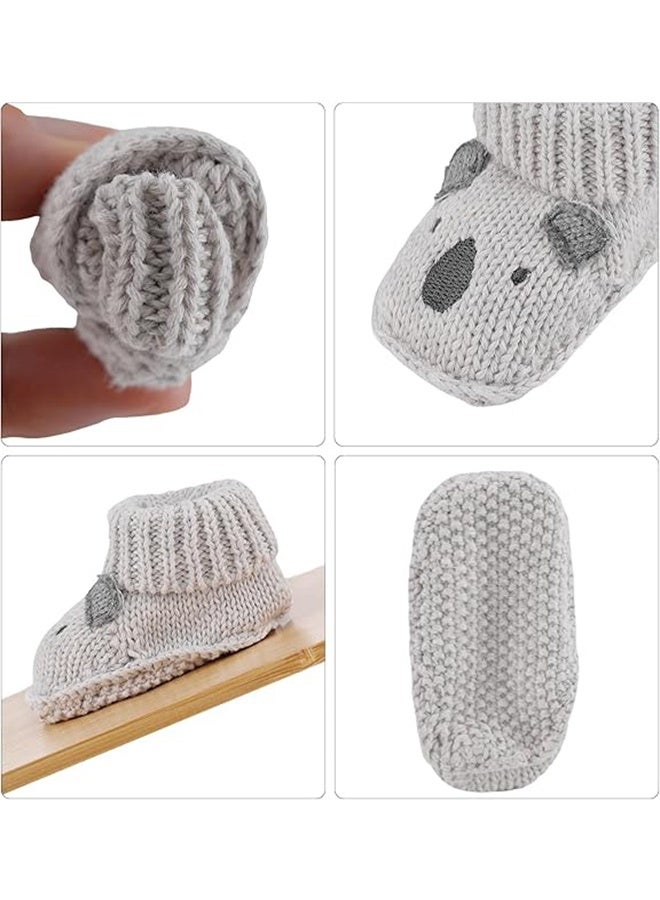 Bukela 2 Pairs Newborn Knit Booties, Soft Baby Sock Boots for Infant Boys Girls First Walkers, 0-3 Months(Blue and Grey) - Image 3
