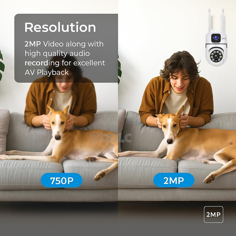 DDLC Dual Lens Mini PTZ WiFi Camera 4MP Full HD 1080P | Dual View Security CCTV | 355° Pan 45° Tilt | IR+Color | Motion Detection | Two-Way Audio | Micro SD Support | Indoor Use (Dual Lens mini ptz) - Image 5