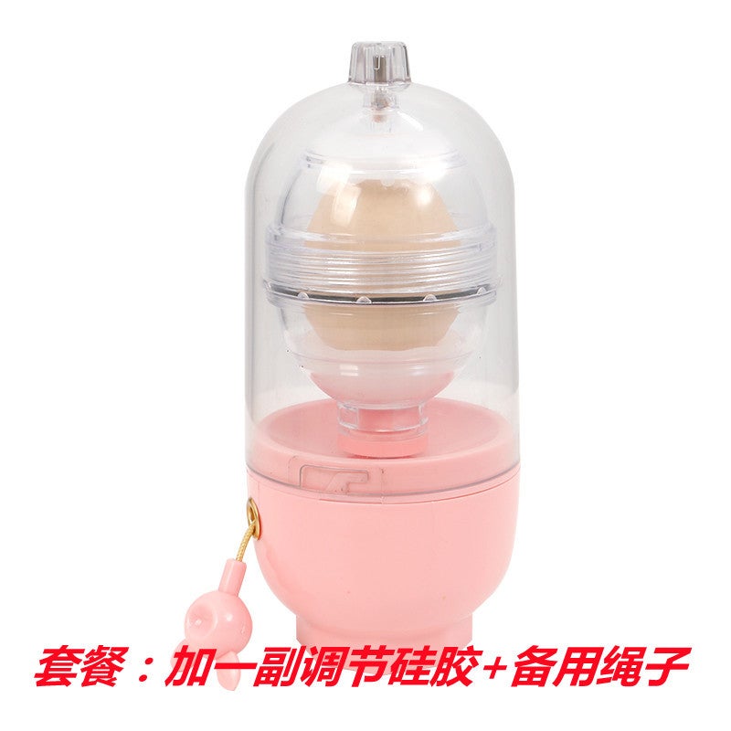 Internet Celebrity Explosions Whirlwind Golden Egg Ripper Artifact Creative Egg Ripper Egg Mixing Egg Shaker Manual Egg Shaker Piggy pink + adjustment silicone + spare rope - Image 1