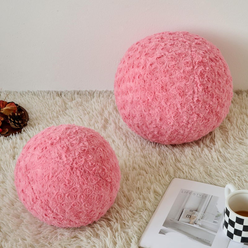 ZCNYCLAM Ball Pillow, Decorative Round Pillow for Couch n, Circle Throw Pillows, Perfect Ball Pillows for Couch, Stylish Decorative Pillows, Versatile Round Throw Pillow (Grey Pink, Mini-8.6 Inches) - Image 2