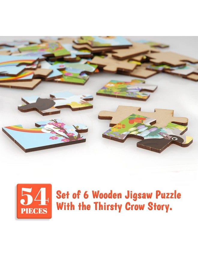 راتاناز أحجية الصور المقطوعة الخشبية من راتنا "الغراب العطشان" للأطفال، 54 قطعة (9 قطع أحجية، عبوة من 6 قطع) مقاس الأحجية 14 × 14 سم - Image 3