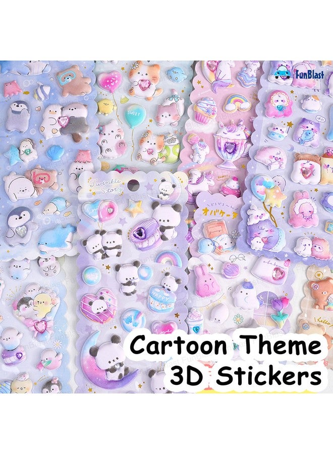فنبلاست مجموعة ملصقات فن بلاست كاواي - 4 ورقات، أكثر من 60 ملصقًا منتفخًا للأطفال، ملصقات ثلاثية الأبعاد للبنات، ملصقات جمالية، ملصقات لطيفة، ملصقات إسفنجية للأطفال، ملصقات حرفية، ملصقات ذاتية اللصق - Image 4