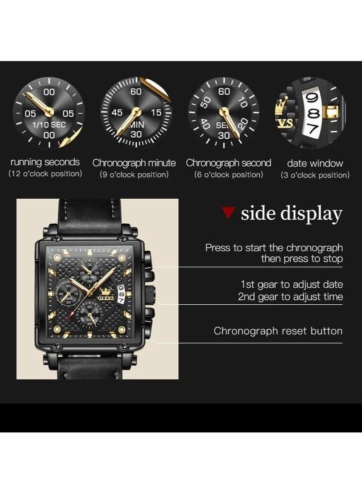 أوليفز ساعة OLEVS كرونوغراف جلدية أنيقة للرجال 9925 - Image 5