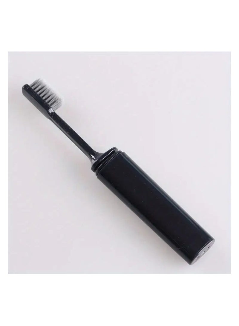 LANGMANNI Portable Toothbrush, Folding Toothbrush Bamboo Charcoal Soft Hair Travel Supplies Business Trip Toothbrush(black) - Image 1