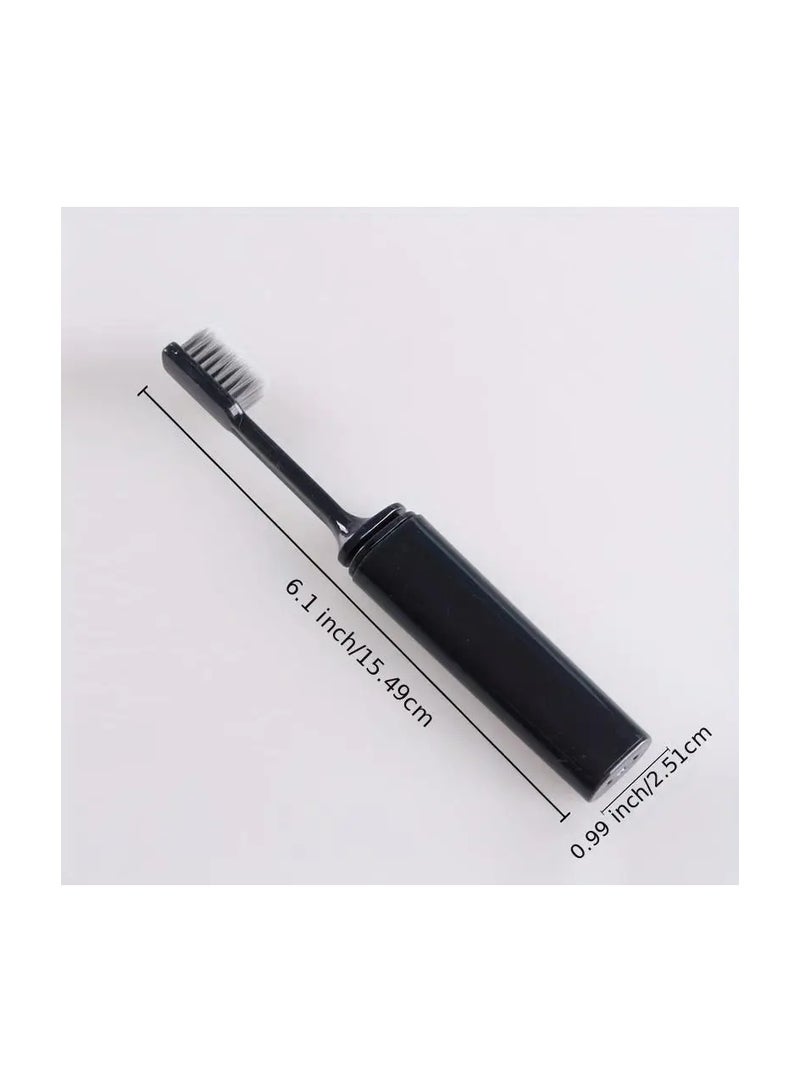 LANGMANNI Portable Toothbrush, Folding Toothbrush Bamboo Charcoal Soft Hair Travel Supplies Business Trip Toothbrush(black) - Image 4