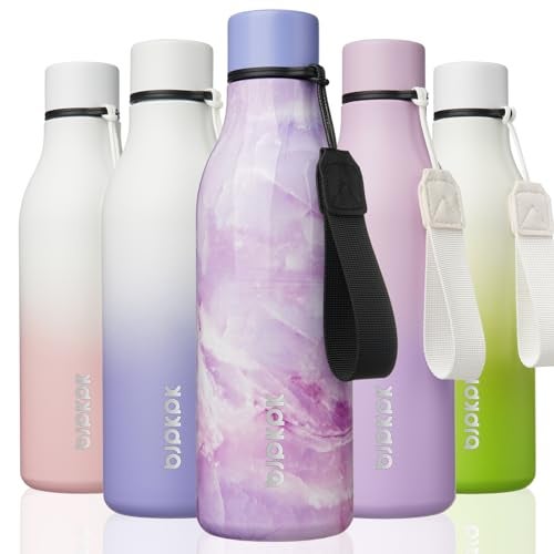 BJPKPK Insulated Water Bottles 18 oz Stainless Steel Metal Water Bottle with Strap BPA Free Leak Proof Jugs Mugs Flasks Reusable Thermal Flasks for Sports Travel Dawn - Image 1