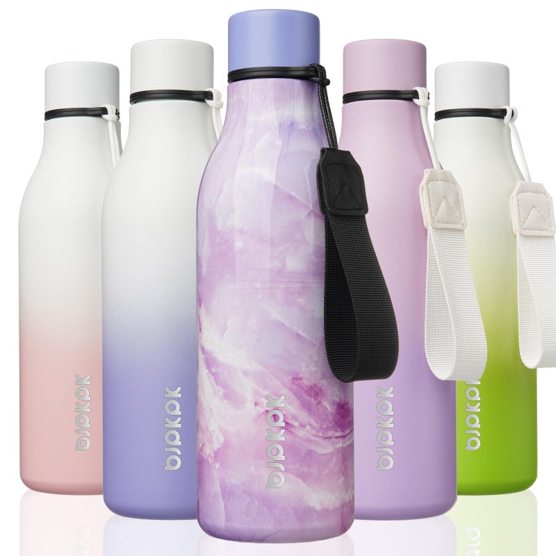 BJPKPK Insulated Water Bottles 18 oz Stainless Steel Metal Water Bottle with Strap BPA Free Leak Proof Jugs Mugs Flasks Reusable Thermal Flasks for Sports Travel Dawn - Image 2