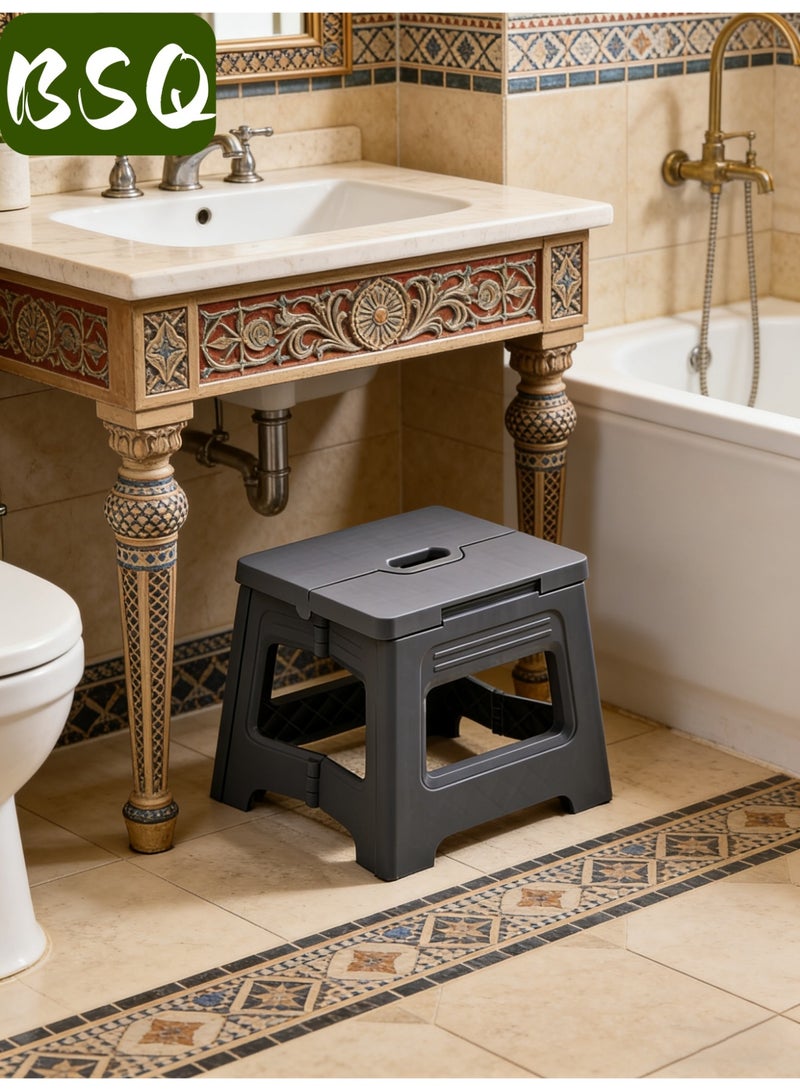 BSQ Portable folding stool | foldable stool | folding chair | Folding Step Stools for Kids and Adults | Small Portable Lightweight Plastic Foldable Step Stool for Kitchen Bedroom Bathroom Living Room Indoor Outdoor Use - Image 3
