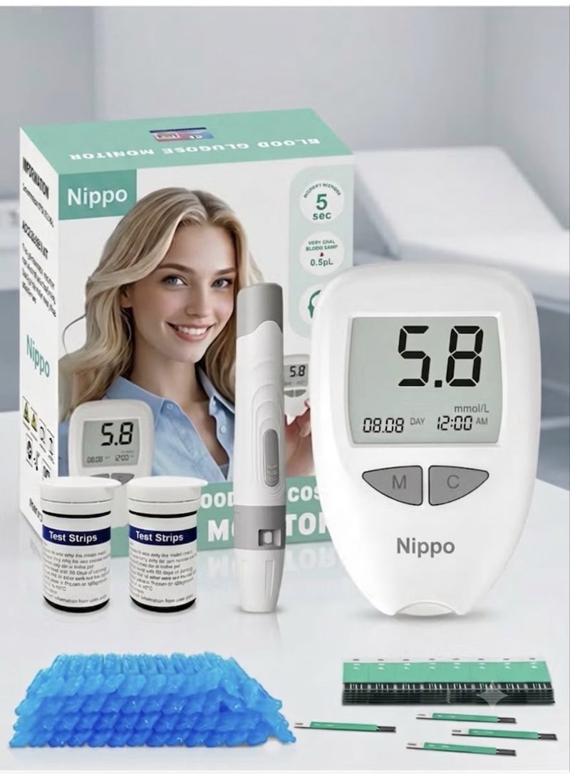 Nippo Blood Glucose Monitor Kit with  Device,50 Test Strips - Image 2