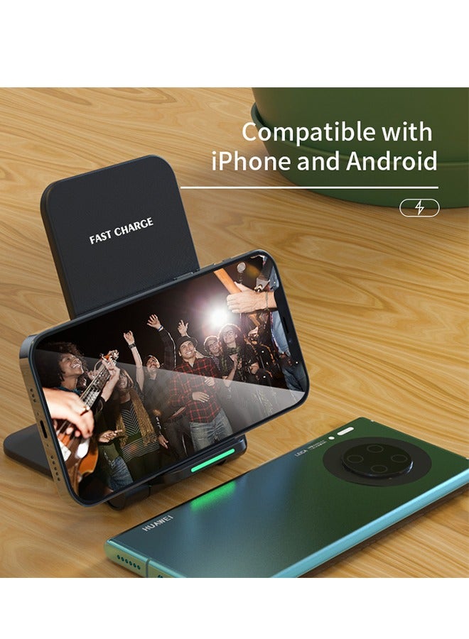 DUNISO Wireless charger, foldable charging phone holder, desktop stand up charger, equipped with 15W fast charging, suitable for iPhone, Android, white  - Image 5