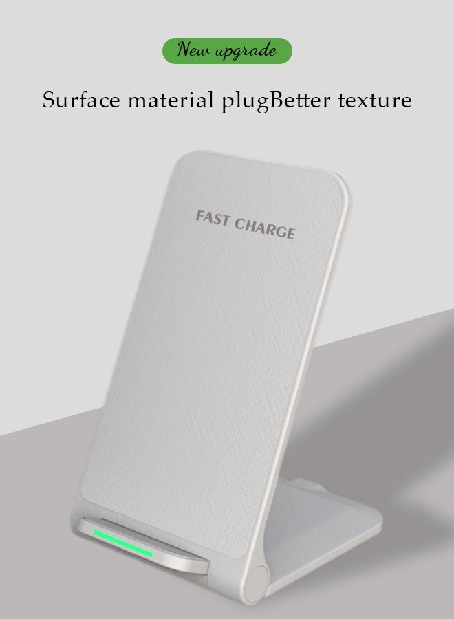 DUNISO Wireless charger, foldable charging phone holder, desktop stand up charger, equipped with 15W fast charging, suitable for iPhone, Android, white  - Image 4