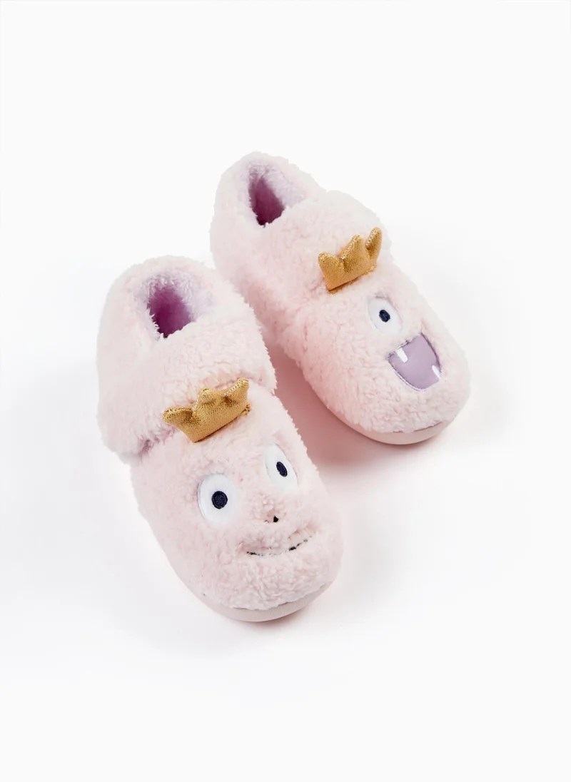 Zippy Plush Slippers for Girls 'Monster Queen', Pink/Lilac
