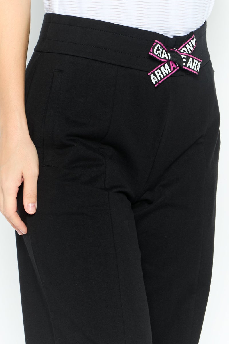 Armani Exchange Women Regular Fit Plain Staight Pants, Black - Image 3