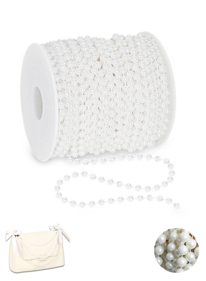 Sweet Life 39 Feet 6mm Pearl Strings Garland for Crafts, Artificial Pearl Beaded Trim Chain Roll Strands for Wedding Centerpieces Bouquet Party Decoration Christmas Tree Garland - Image 1