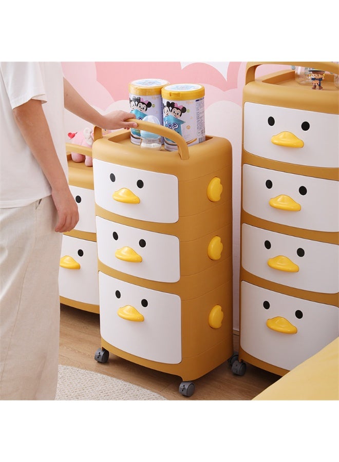 منظم تخزين الألعاب للأطفال ، سلالات تخزين الأطفال البلاستيكية من الدرجة 3 مع عجلات ومقبض ، أثاث غرفة النوم للأطفال الصغار صناديق الوجبات الخفيفة سلالات الألعاب للأطفال الأولاد البنات (3 Tier-519 ، الأصفر) - Image 1