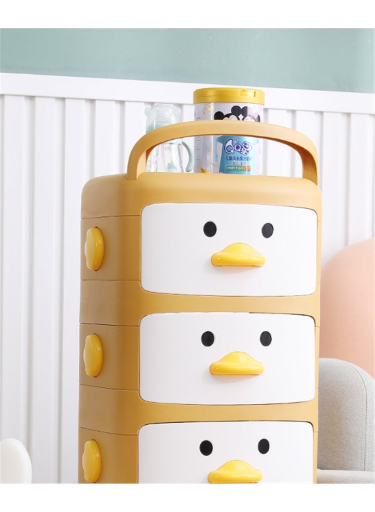 منظم تخزين الألعاب للأطفال ، سلالات تخزين الأطفال البلاستيكية من الدرجة 3 مع عجلات ومقبض ، أثاث غرفة النوم للأطفال الصغار صناديق الوجبات الخفيفة سلالات الألعاب للأطفال الأولاد البنات (3 Tier-519 ، الأصفر) - Image 2