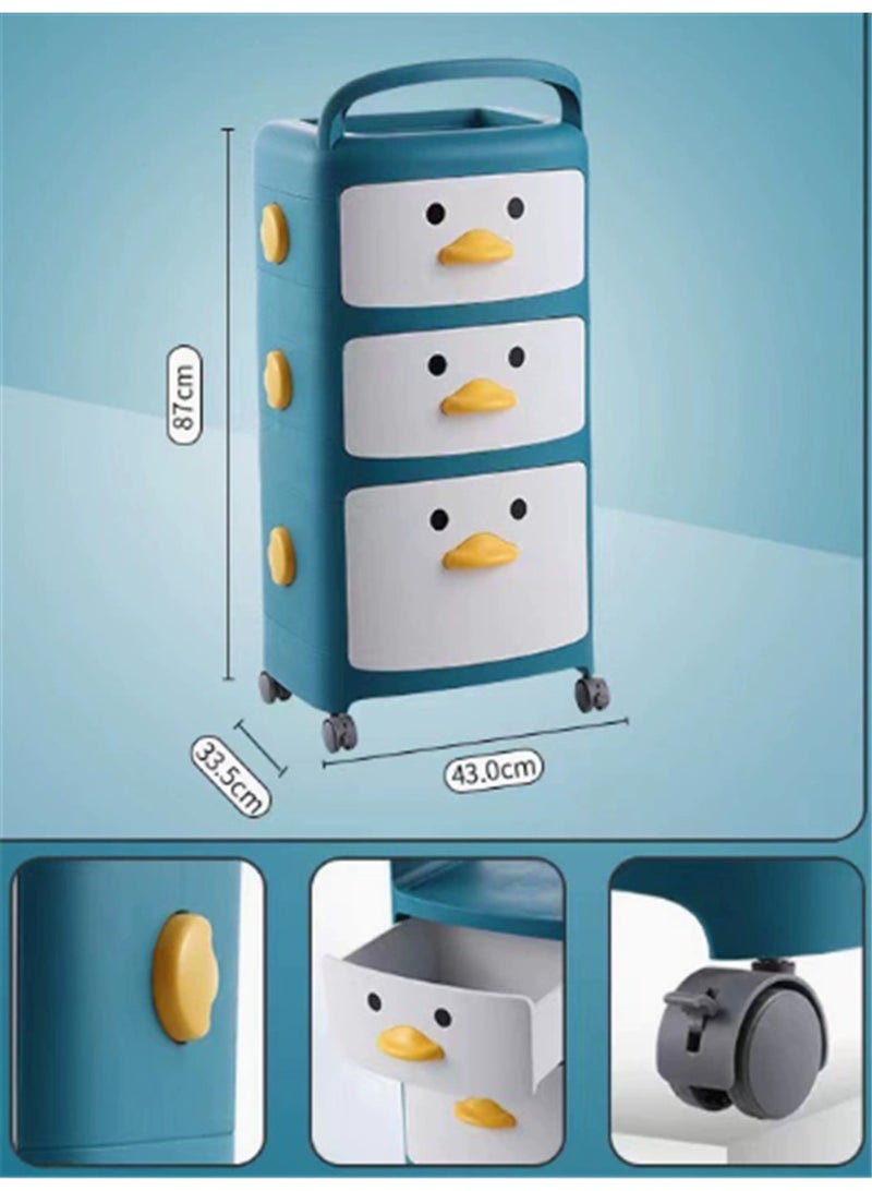 منظم تخزين الألعاب للأطفال ، سلالات تخزين الأطفال البلاستيكية من الدرجة 3 مع عجلات ومقبض ، أثاث غرفة النوم للأطفال الصغار صناديق الوجبات الخفيفة سلالات الألعاب للأطفال الأولاد البنات (3 Tier-519 ، الأصفر) - Image 5