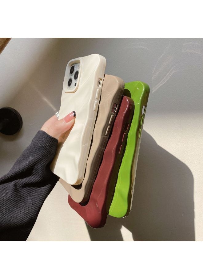 Generic - Three-dimensional Pleated Pattern For IPhone16pro Max Apple 15 Mobile Phone Case 14/13 Soft Case Niche High-end Feeling-Color:WT Pleated Varnish Black-Applicable Model:15 (without Packaging) - Image 1