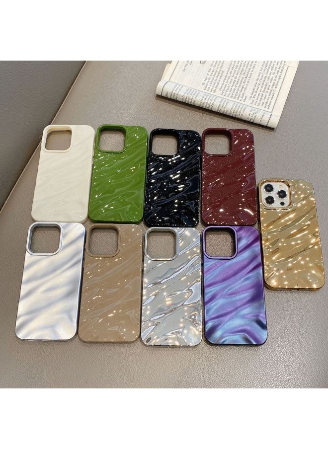 Generic - Three-dimensional Pleated Pattern For IPhone16pro Max Apple 15 Mobile Phone Case 14/13 Soft Case Niche High-end Feeling-Color:WT Pleated Varnish Black-Applicable Model:15 (without Packaging) - Image 1