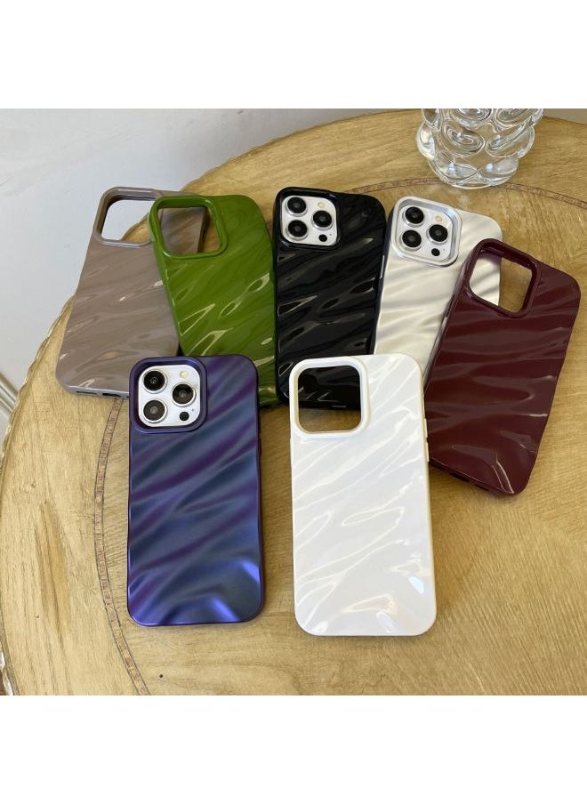 Generic - Three-dimensional Pleated Pattern For IPhone16pro Max Apple 15 Mobile Phone Case 14/13 Soft Case Niche High-end Feeling-Color:WT Pleated Varnish Black-Applicable Model:15 (without Packaging) - Image 1