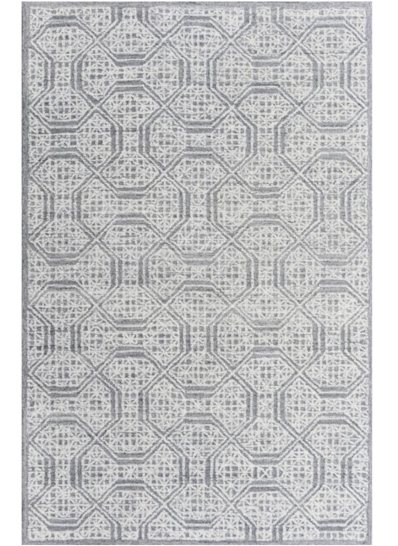 AURUM HOME AH033C Hand Tufted  Modern Area Rug  Indoor Living Dining Bedroom Room and Gallery Area Rugs Loop Cut Pile Wool, Rectangle  - Image 1