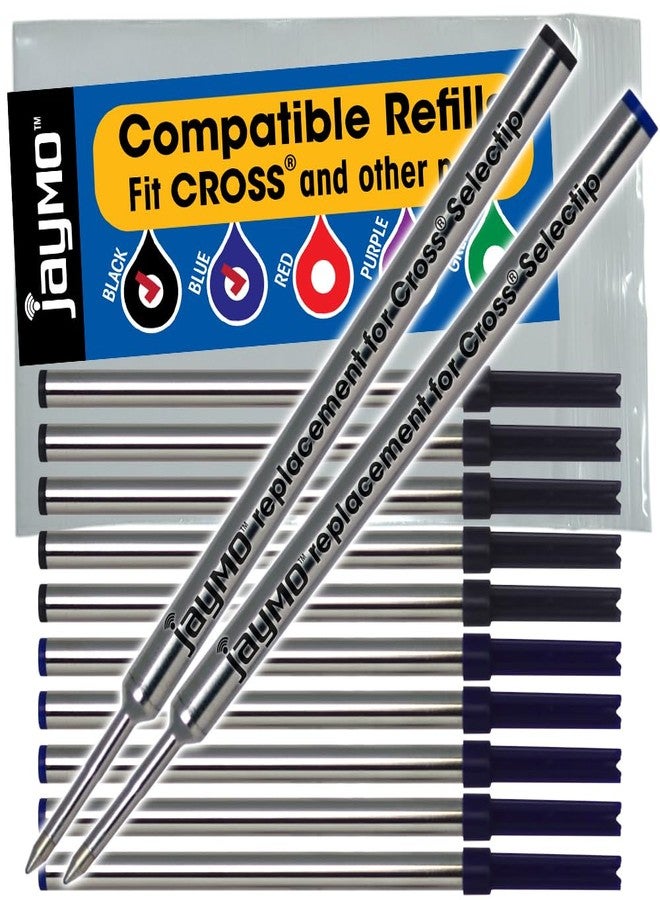Jaymo Replacement for Cross Selectip 8523/8521 - Measures 4.375 in / 111 mm Long - Gel Rolling Ball Pen Refill - 6 Black + 6 Blue - Image 1