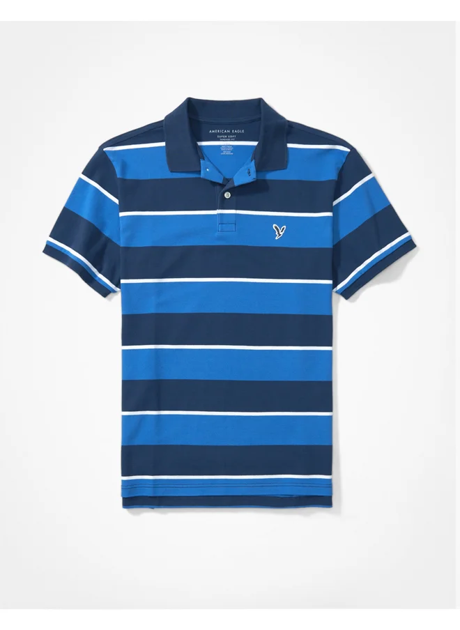 امريكان ايجل AE Striped Pique Polo Shirt