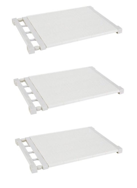 3 PCS Wall Mounted adjustable space rack additional wardrobe storage retractable shelf expandable shelf tension adjustable organizer space saving closed storage White Color Racks Space Saving