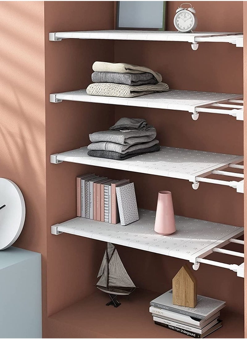 LEDIN - 3 PCS Wall Mounted adjustable space rack additional wardrobe storage retractable shelf expandable shelf tension adjustable organizer space saving closed storage White Color Racks Space Saving - Image 1