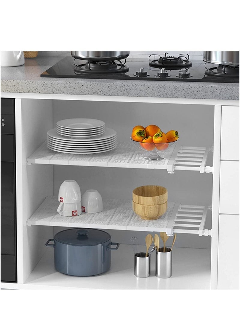 LEDIN - 3 PCS Wall Mounted adjustable space rack additional wardrobe storage retractable shelf expandable shelf tension adjustable organizer space saving closed storage White Color Racks Space Saving - Image 1
