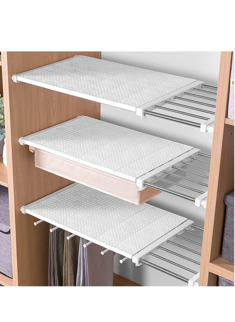 LEDIN - 3 PCS Wall Mounted adjustable space rack additional wardrobe storage retractable shelf expandable shelf tension adjustable organizer space saving closed storage White Color Racks Space Saving - Image 1