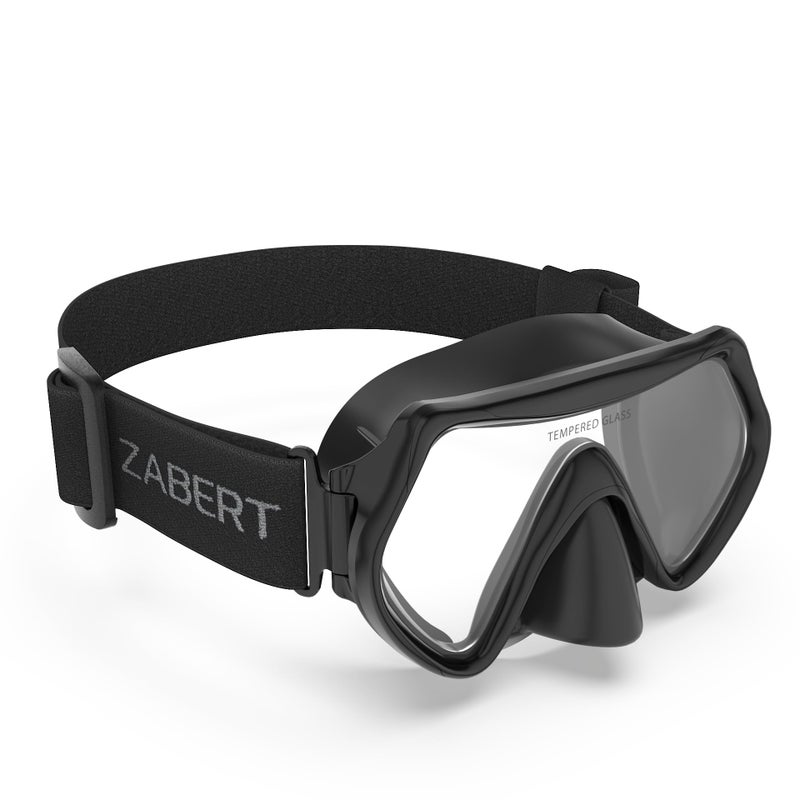 ZABERT Nose Cover Swim Goggles Mask for Adult Men Women Adult Youth  Fabric Strap Snorkel Dive Swimming Snorkeling Scuba Diving Black