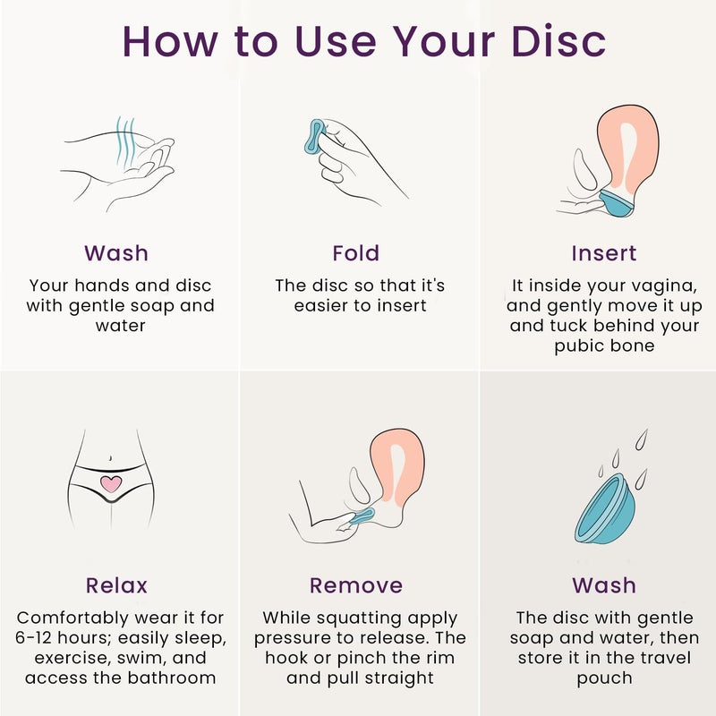 Ecoblossom Menstrual Disc - Set of 2 Reusable Period Discs - Premium Design with Soft, Flexible, Medical-Grade Silicone + 1 Storage Bag (1 Small + 1 Large) - Image 4