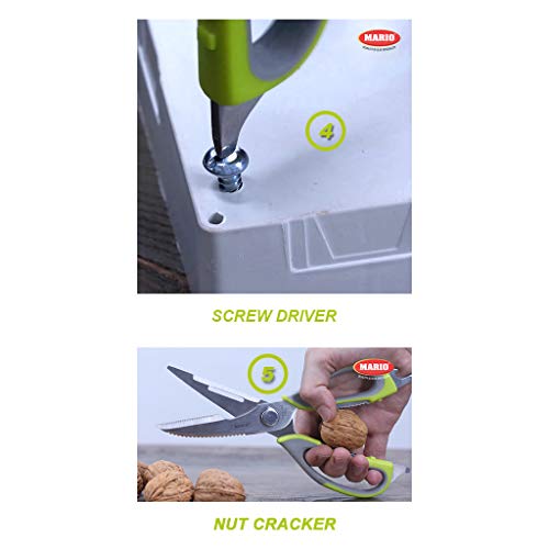 Mario 7 in 1 Scissors, Premium Range Neon-Grey Multi-Purpose, Easy Cutting Scissors, Comfortable Grip, Stainless Steel Blade Scissors - MS 999 - Image 4