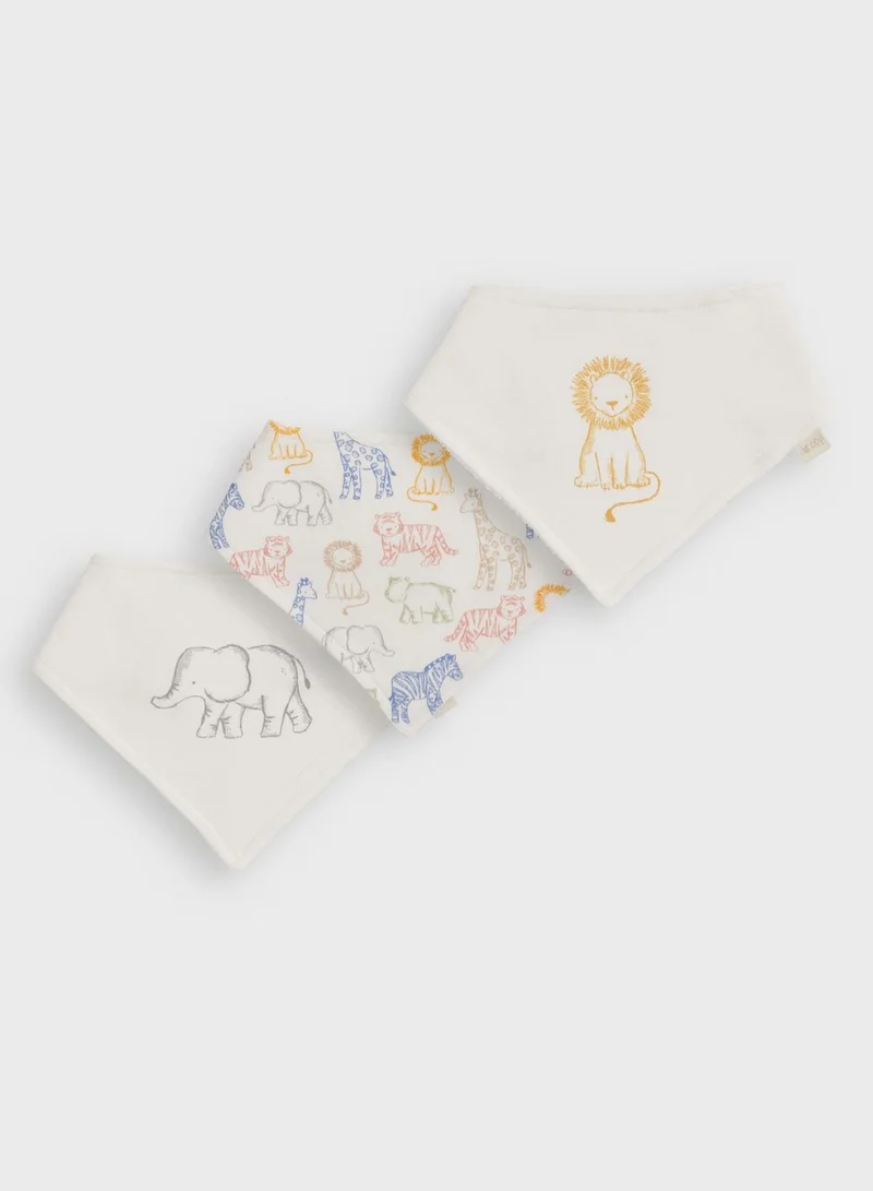 JoJo Maman Bebe Infant 3 Pack Safari Dribble Bibs
