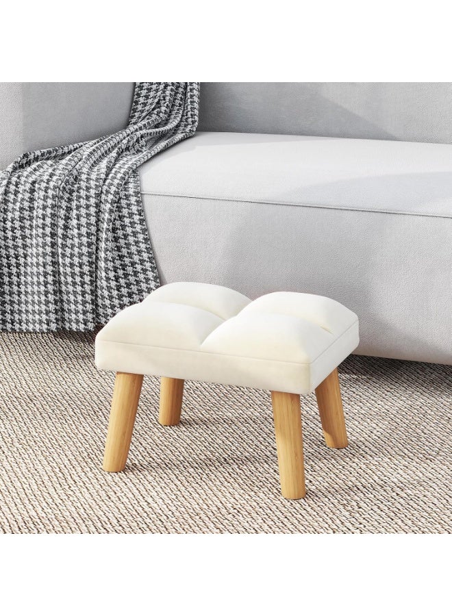Footstool, Small Ottoman Chair with Wooden Legs, Modern Padded Sofa Seat Foot Rest, Sofa Footrest for Living Room Entryway 15.74" D×11.81" W×10.62" H Beige - Image 2
